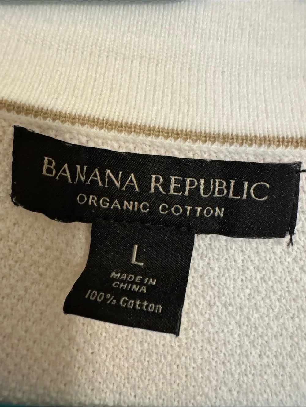 Banana Republic White Polo with Peach Trim